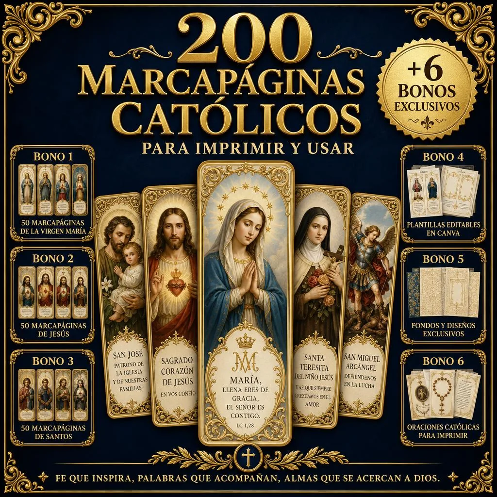 200 marcapáginas católicos premium con la Virgen María, Jesús y santos